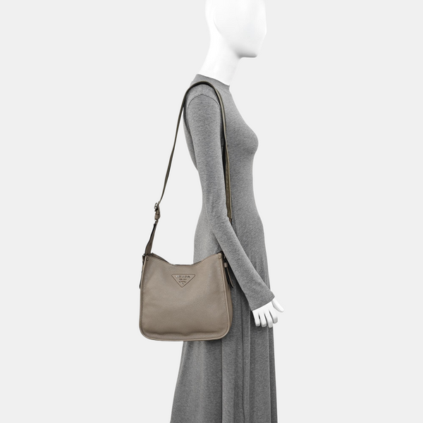 Calfskin Crossbody Bag Gray