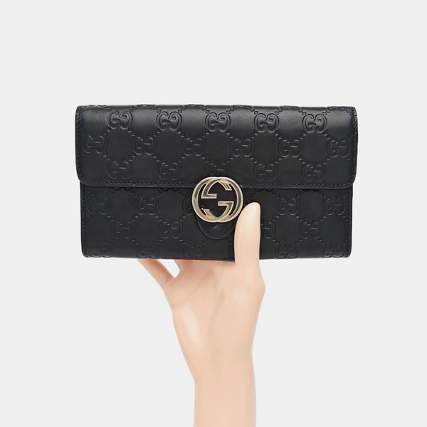 Interlocking G Small Monogram Calfskin Black Wallet
