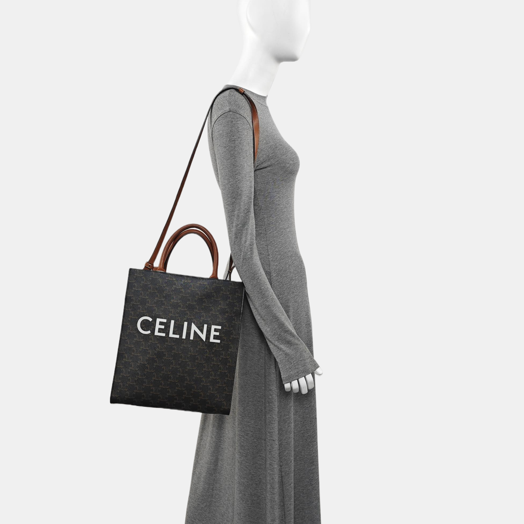 CABAS CELINE Small Coated Canvas Brown