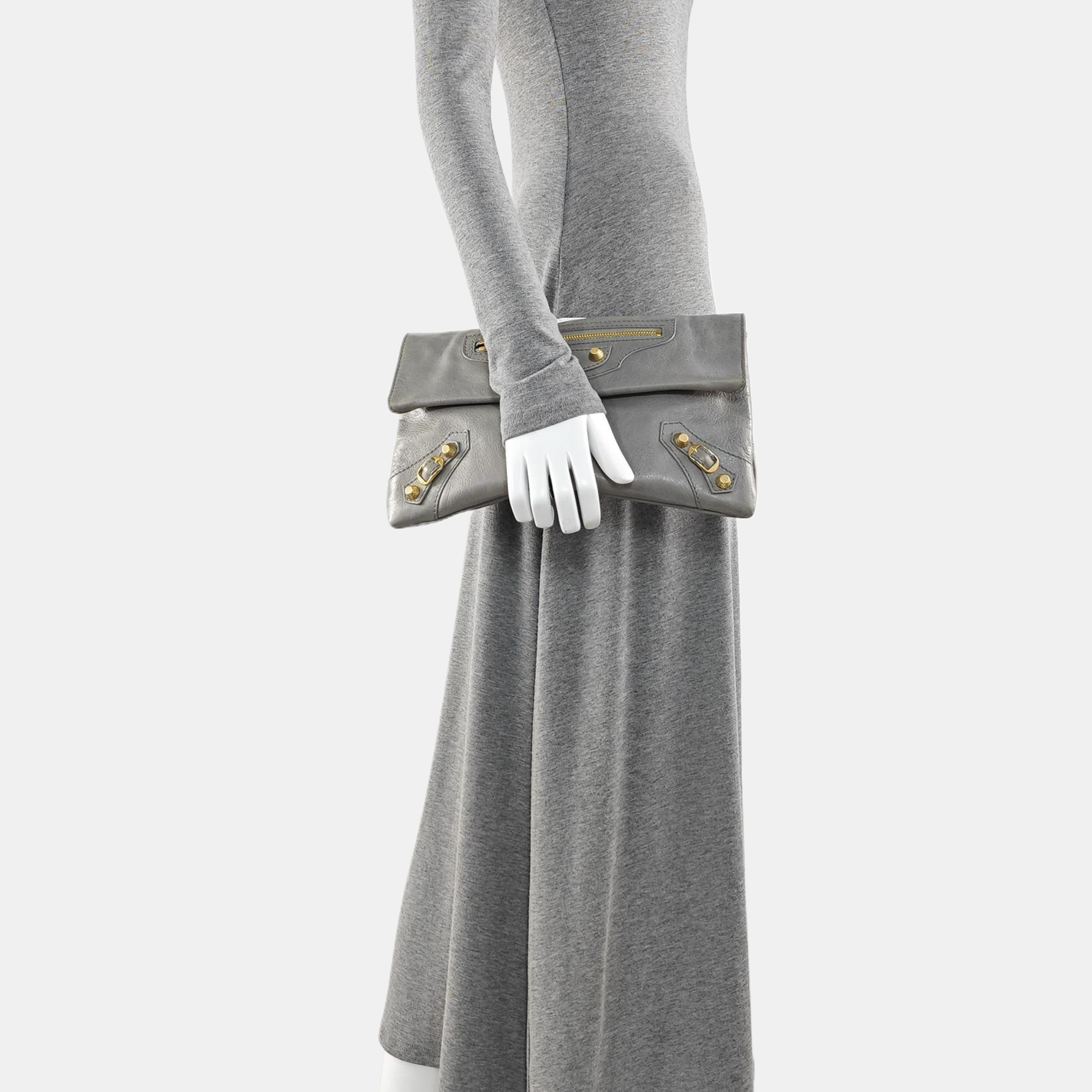 Classic Metallic Edge City Small Calfskin Gray