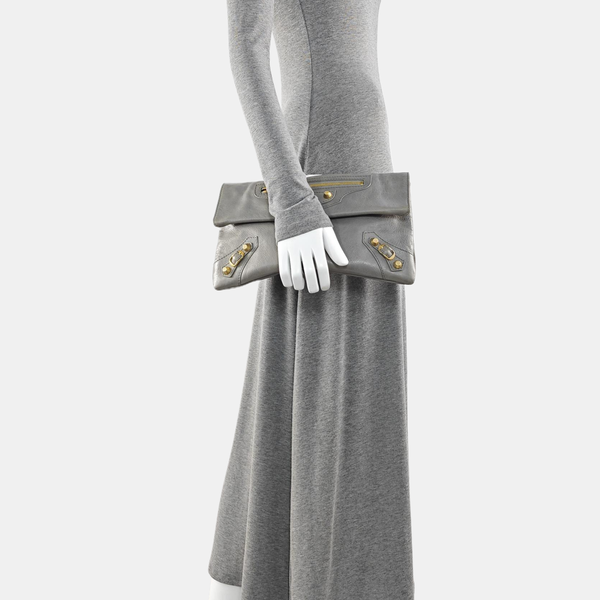 Classic Metallic Edge City Small Calfskin Gray