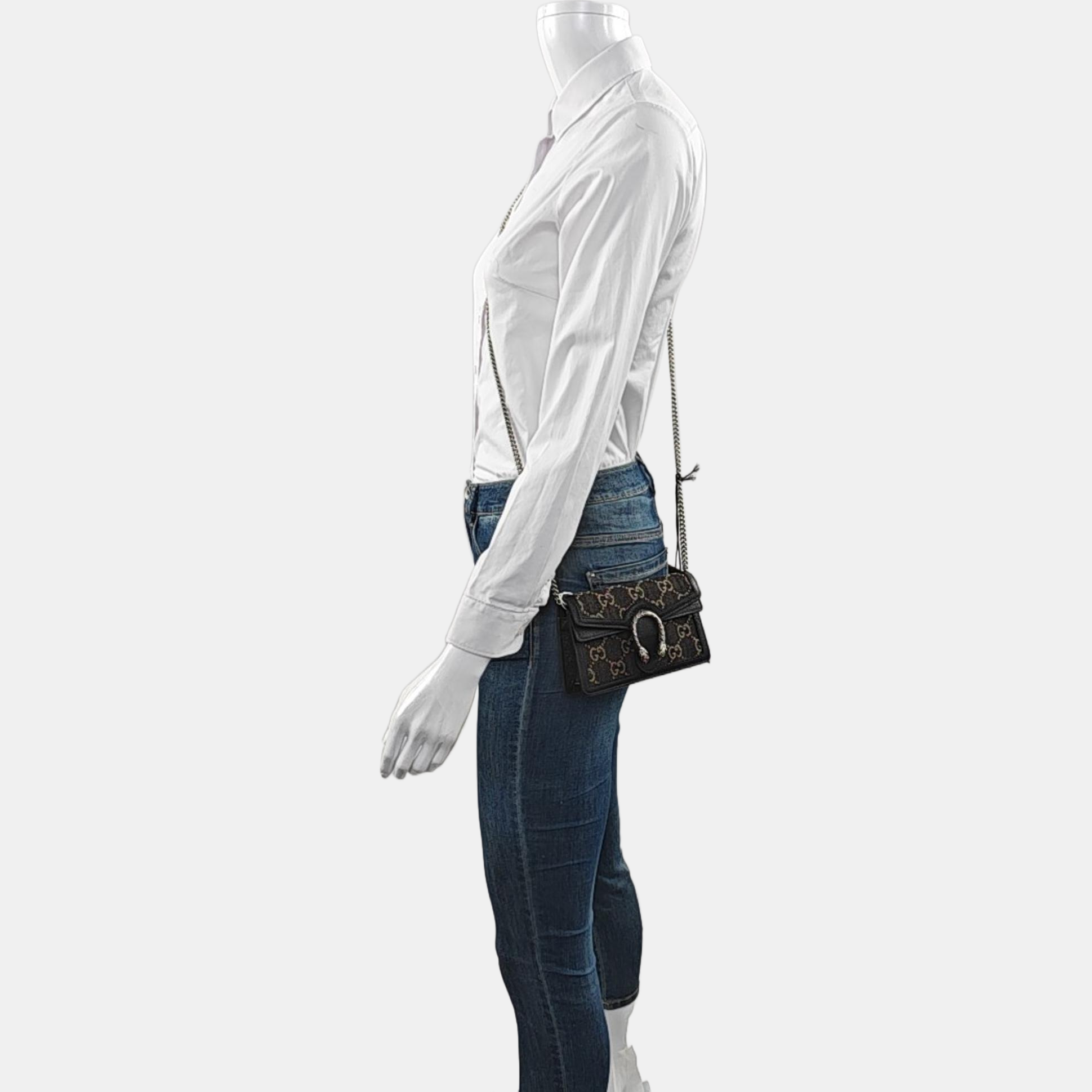 Dionysus Super Mini Monogram Denim Black