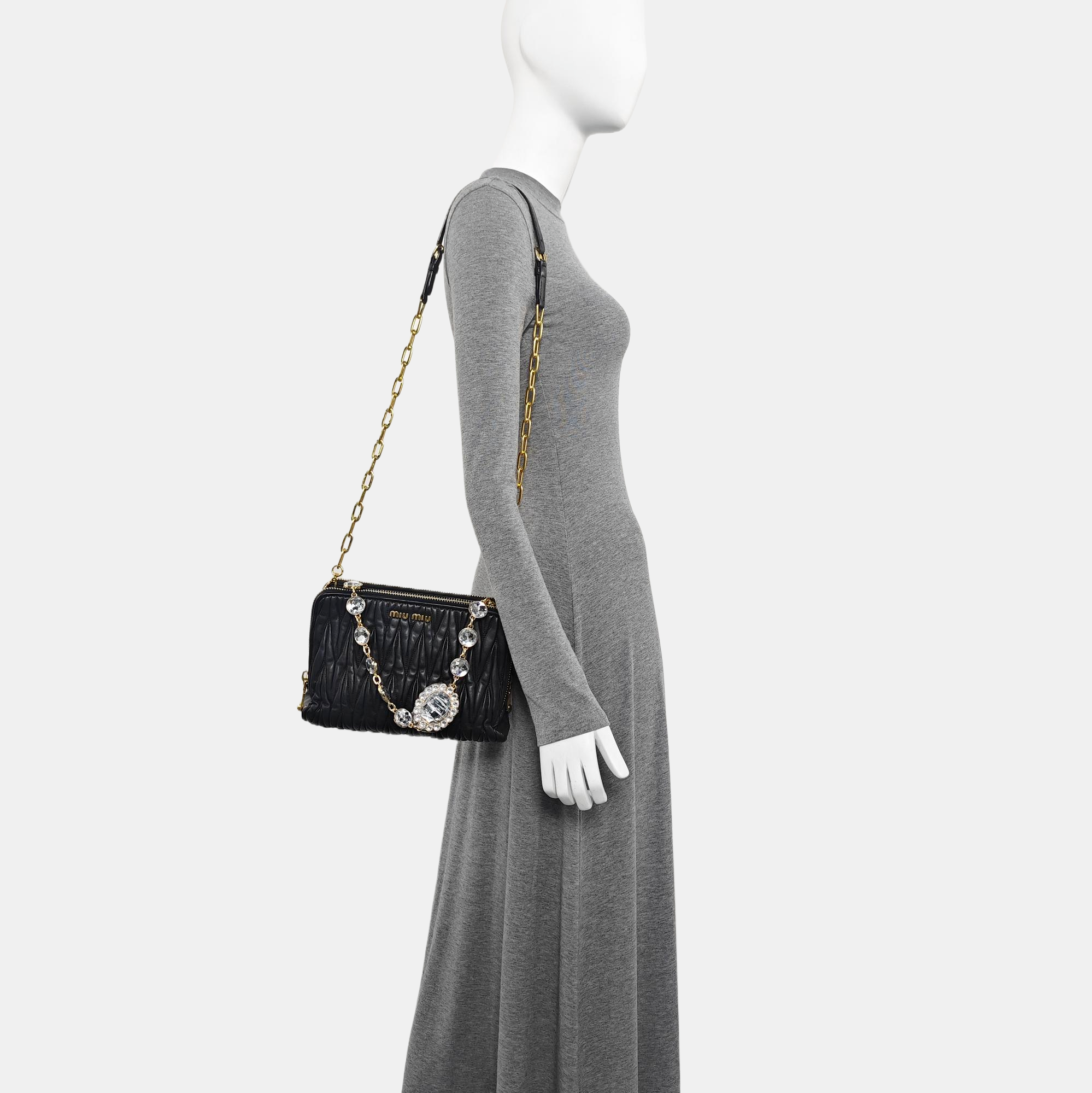 Quilted Lambskin Shoulder Bag Black