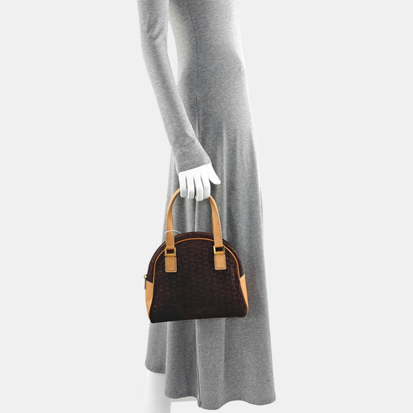 Suede Top Handle Bag Brown