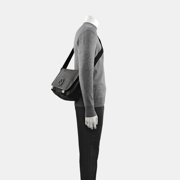 Coated Canvas Crossbody Bag Black