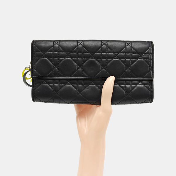 Lady Dior Small Cannage Lambskin Black Wallet