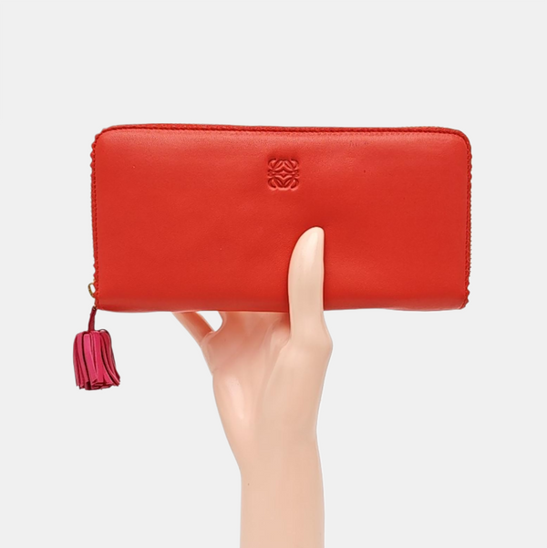 Brand Lambskin Red Wallet