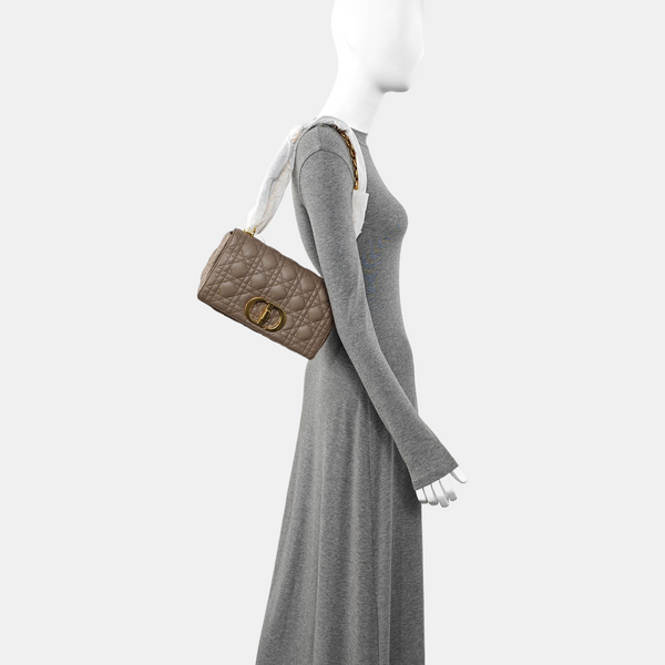Dior Caro Medium Cannage Calfskin Gray