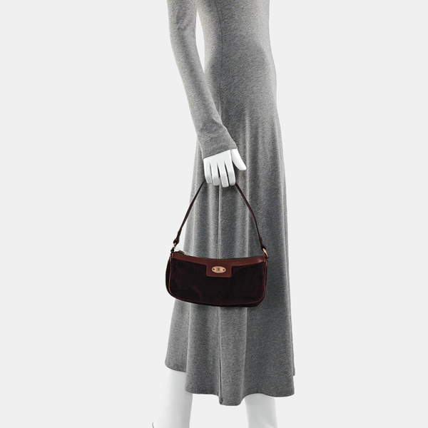 Quilted Corduroy Shoulder Bag Brown