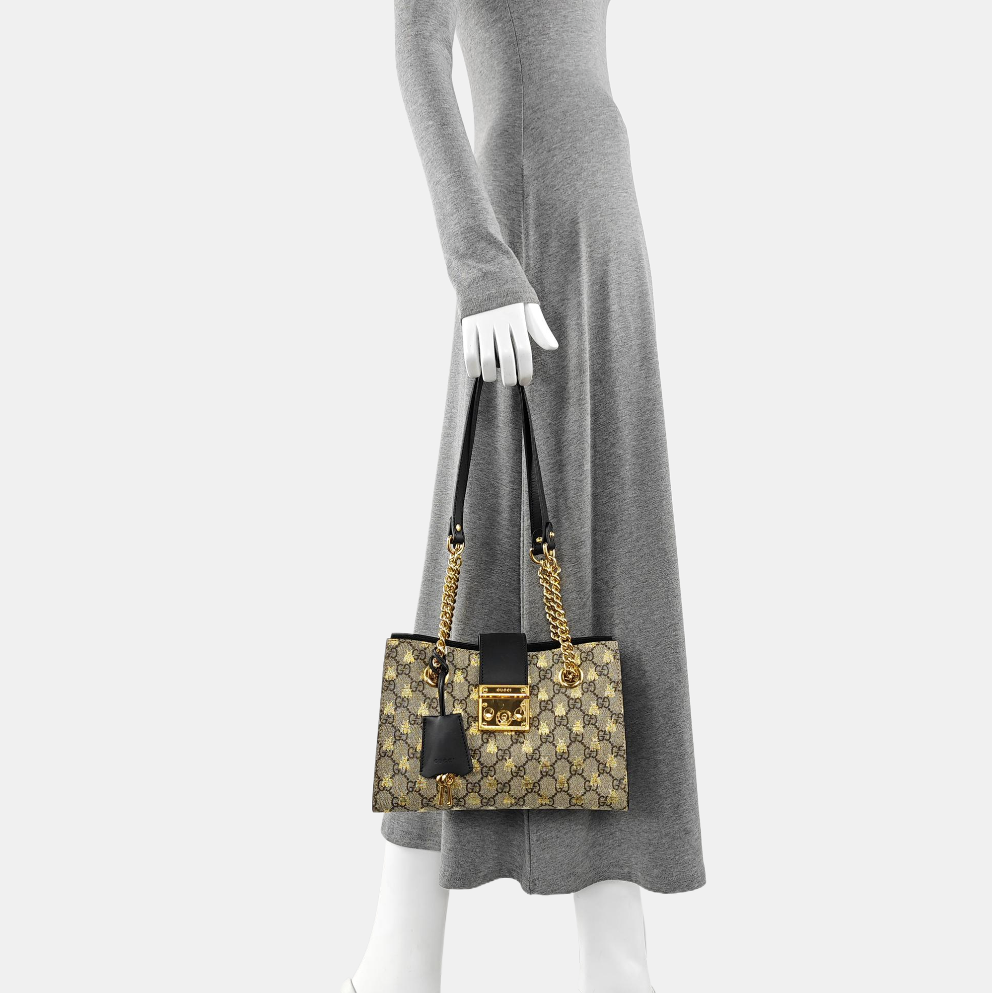 Padlock Small Monogram Coated Canvas Beige