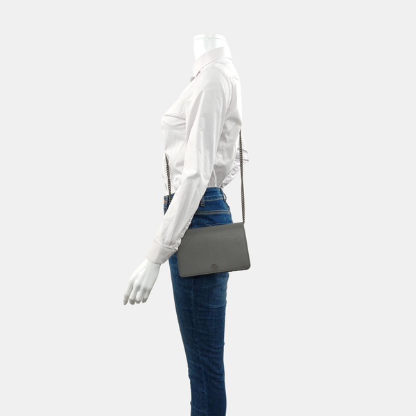 Authenticated pre-owned  GG Marmont Mini Calfskin Gray - Shoulder Bag at Looply
