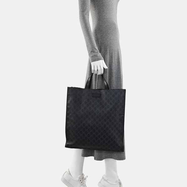 Monogram Coated Canvas Tote Bag Black