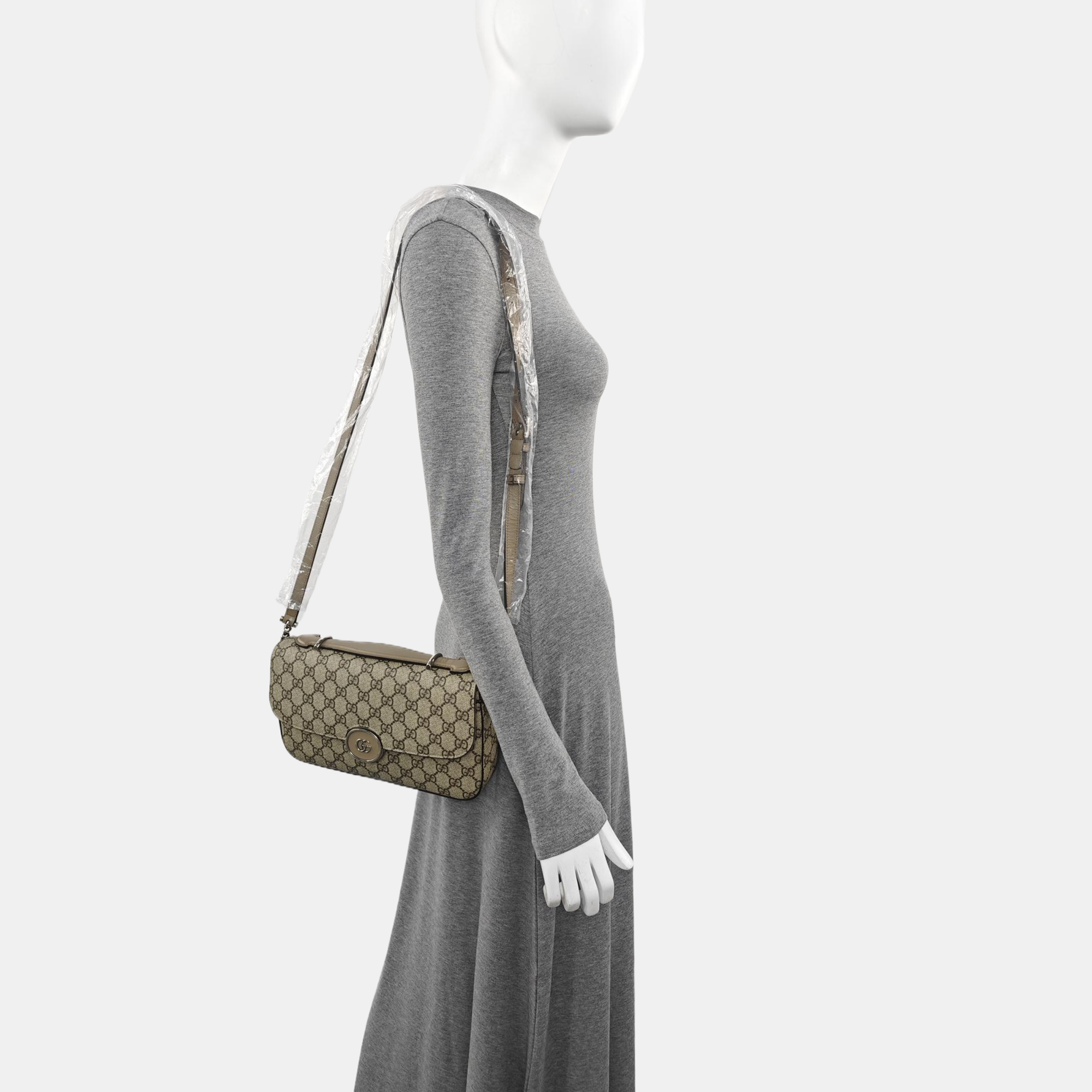 PETITE Small Monogram Coated Canvas Gray