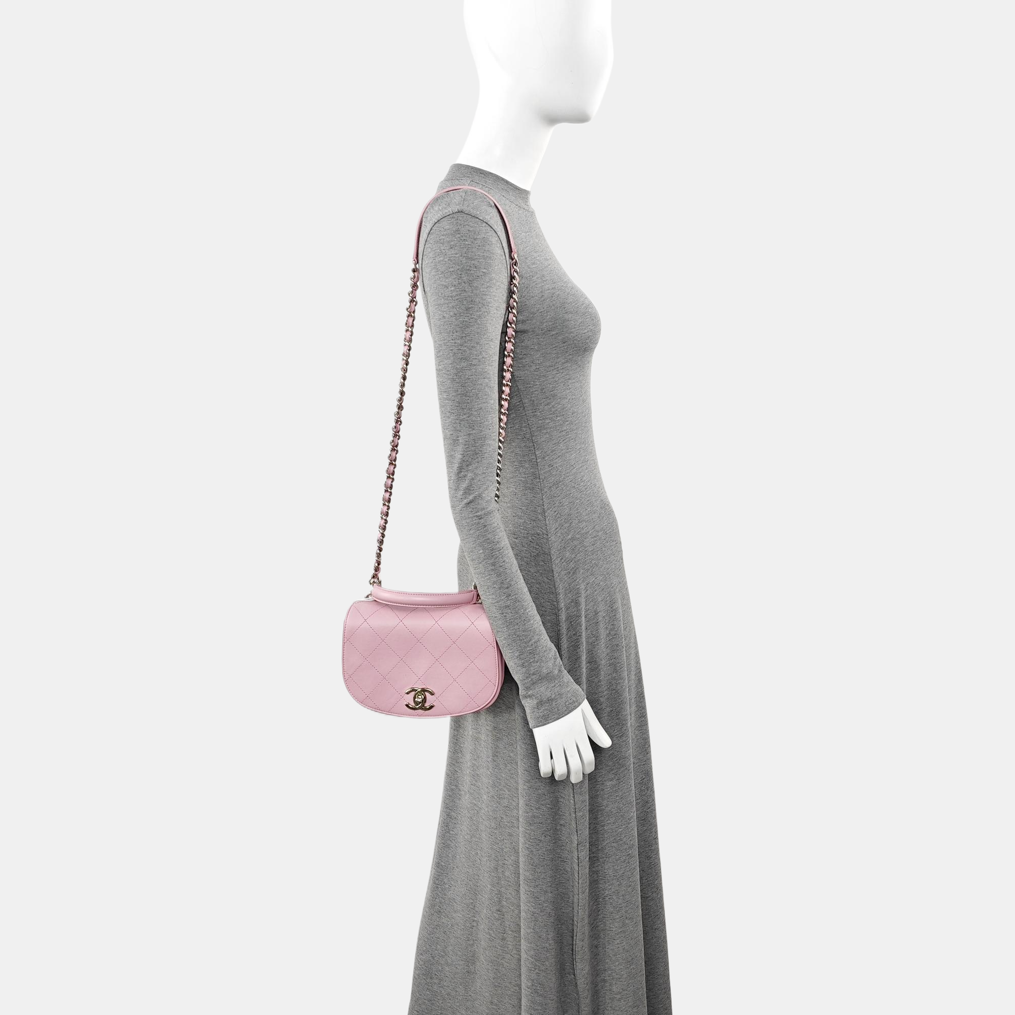 Quilted Calfskin Shoulder Bag Pink