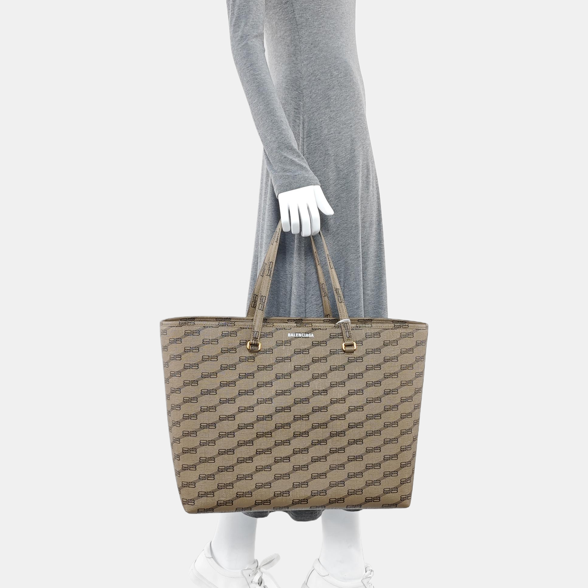 Coated Canvas Tote Bag Brown