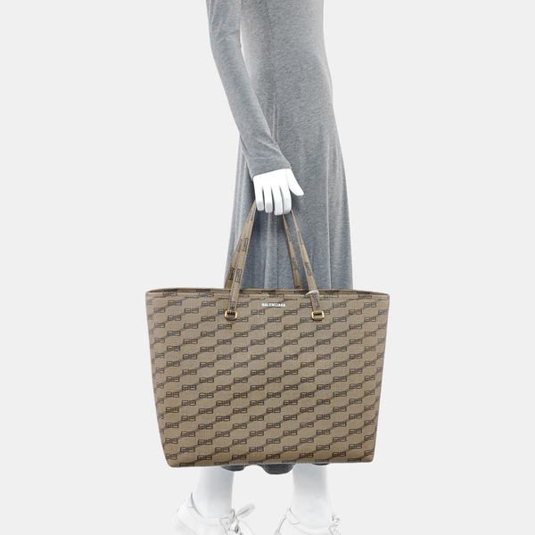 Coated Canvas Tote Bag Brown