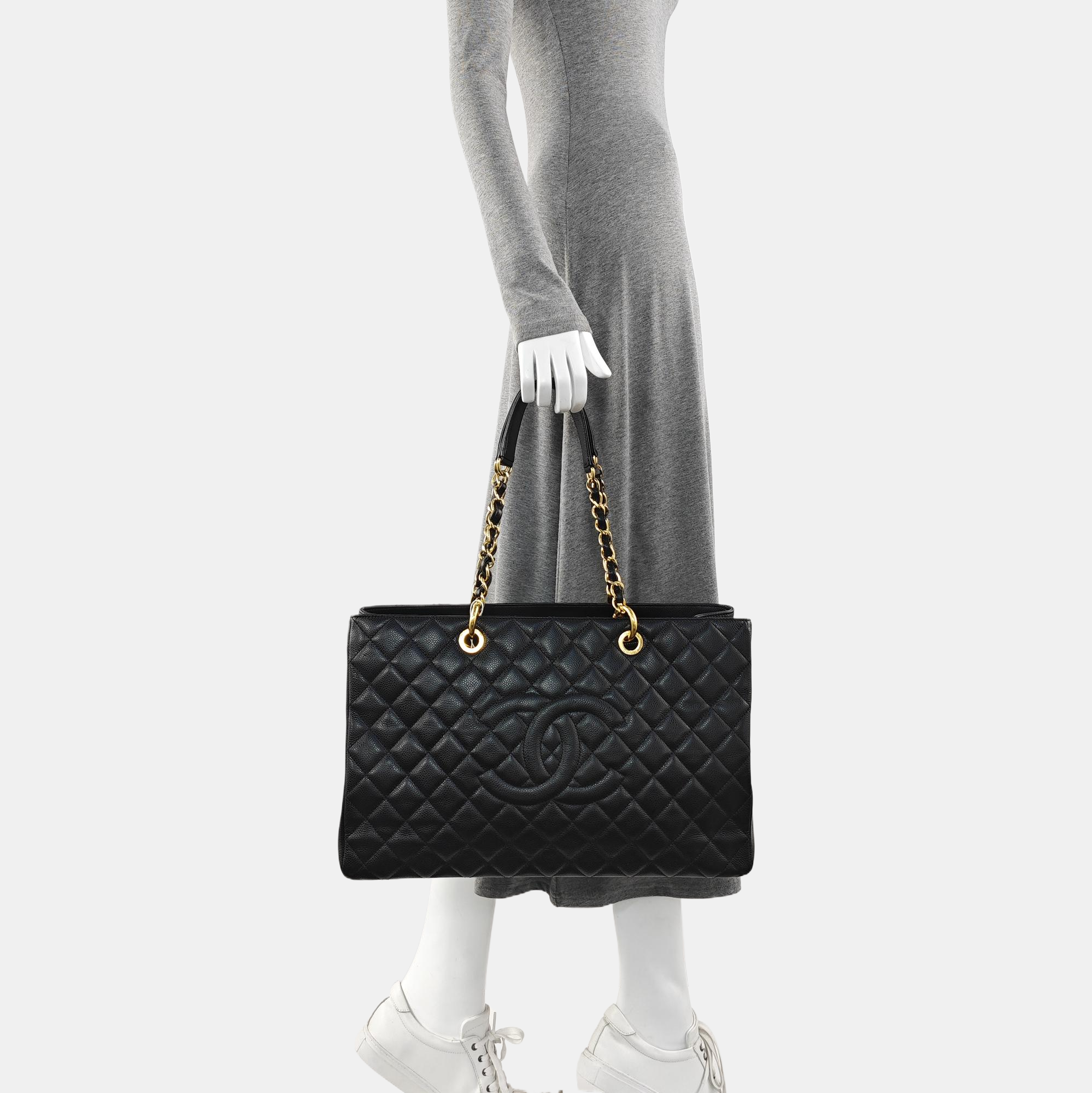 CHANEL GST Extra Large Quilted Grained Calfskin Black