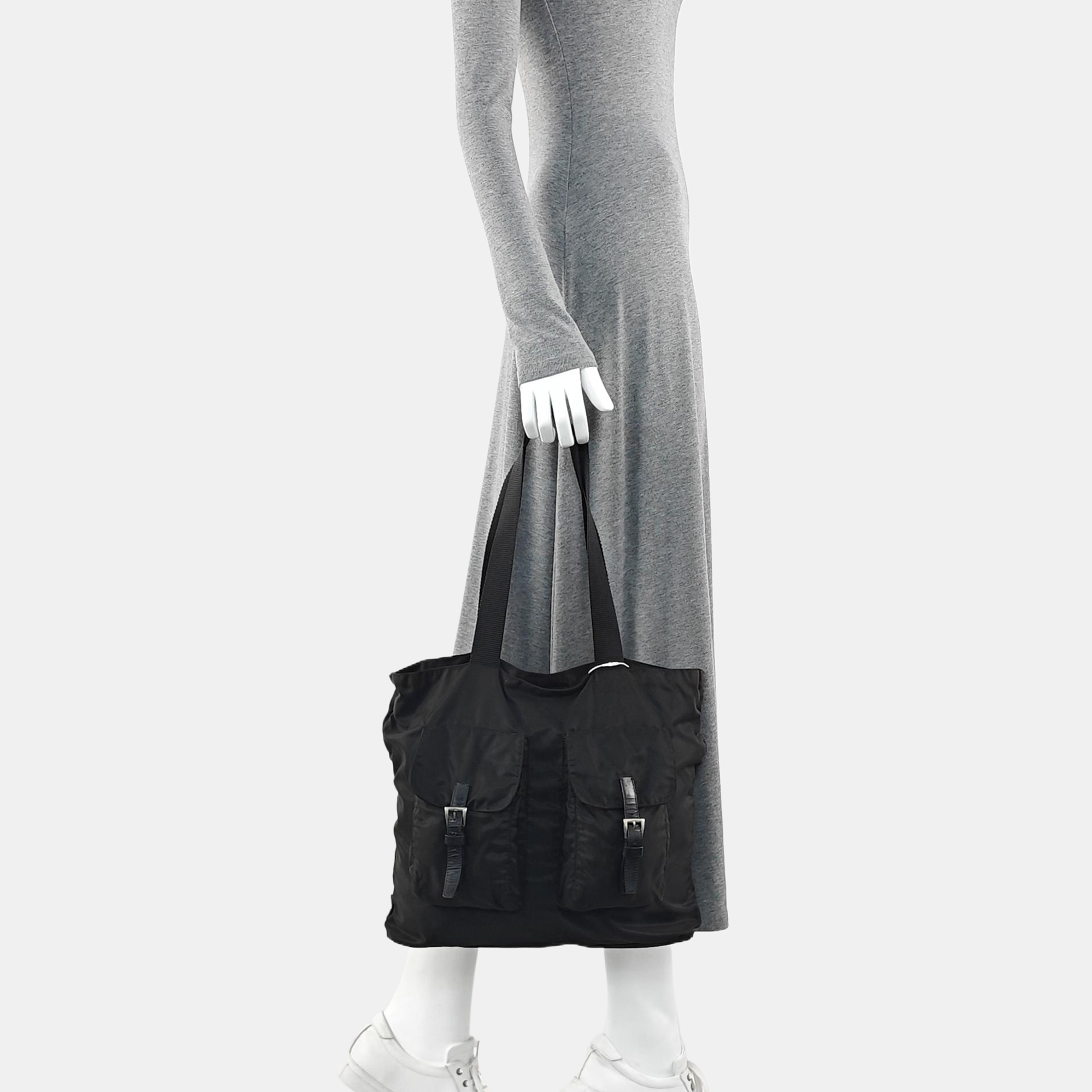 Nylon Top Handle Bag Black