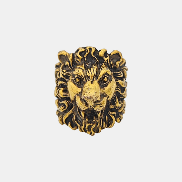 Lion Head Metal Gold Ring EU 62