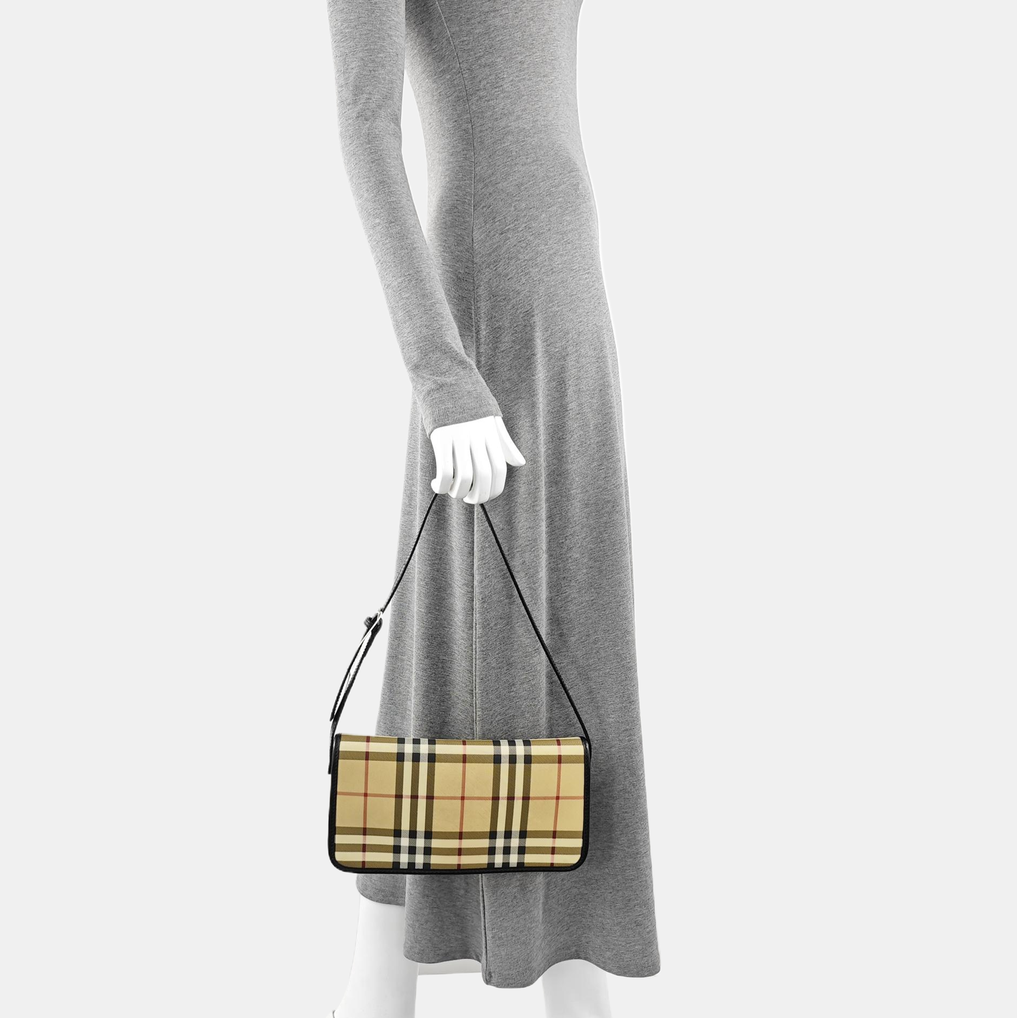 Coated Canvas Shoulder Bag Brown