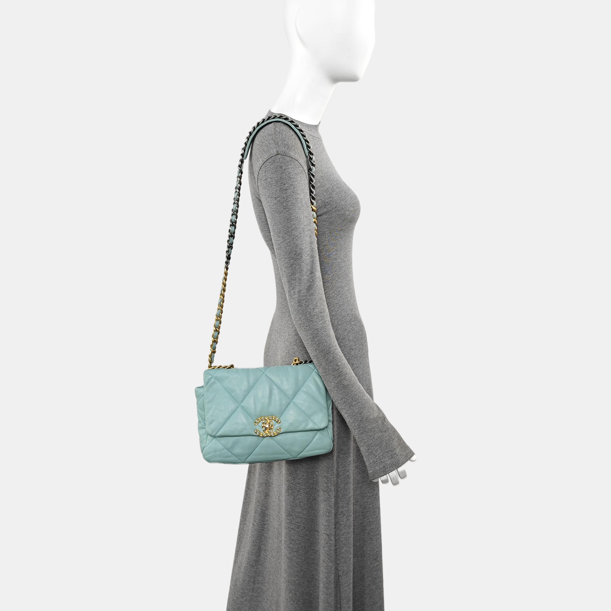 CHANEL 19 Small Quilted Lambskin Blue