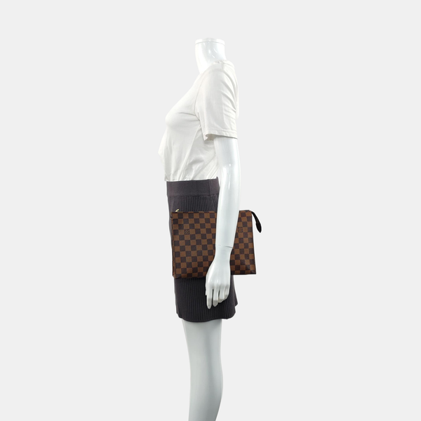 TOILET POCKET 26 Damier Ebene Coated Canvas Brown