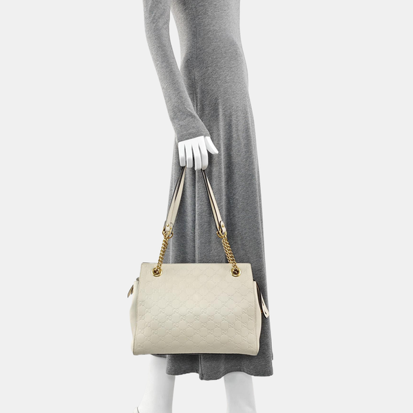 Monogram Calfskin Tote Bag White
