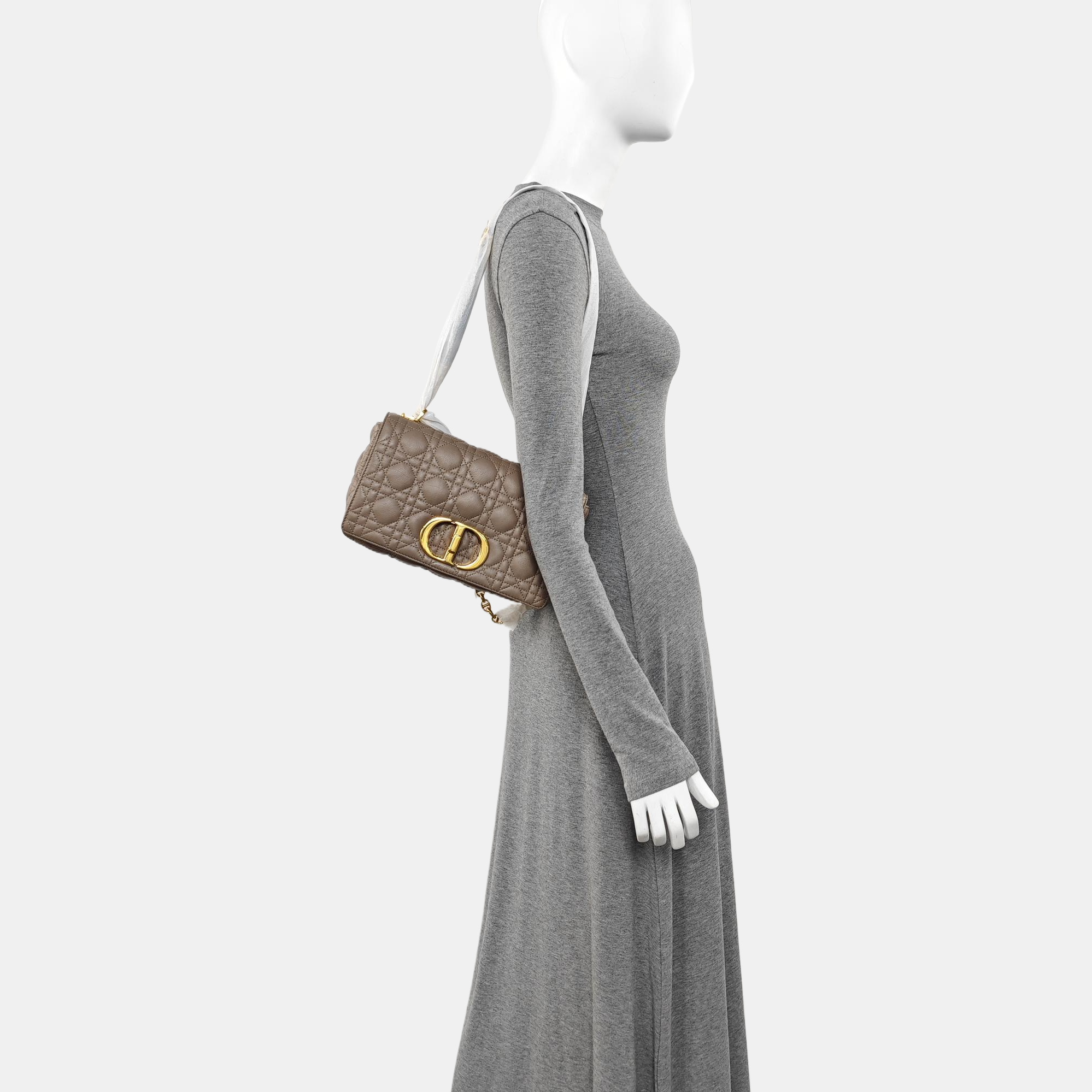 Dior Caro Medium Cannage Calfskin Gray