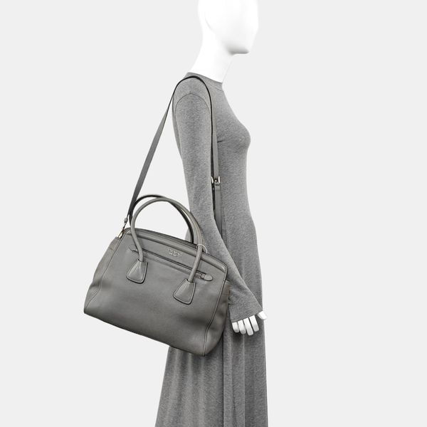Leather Tote Bag Gray