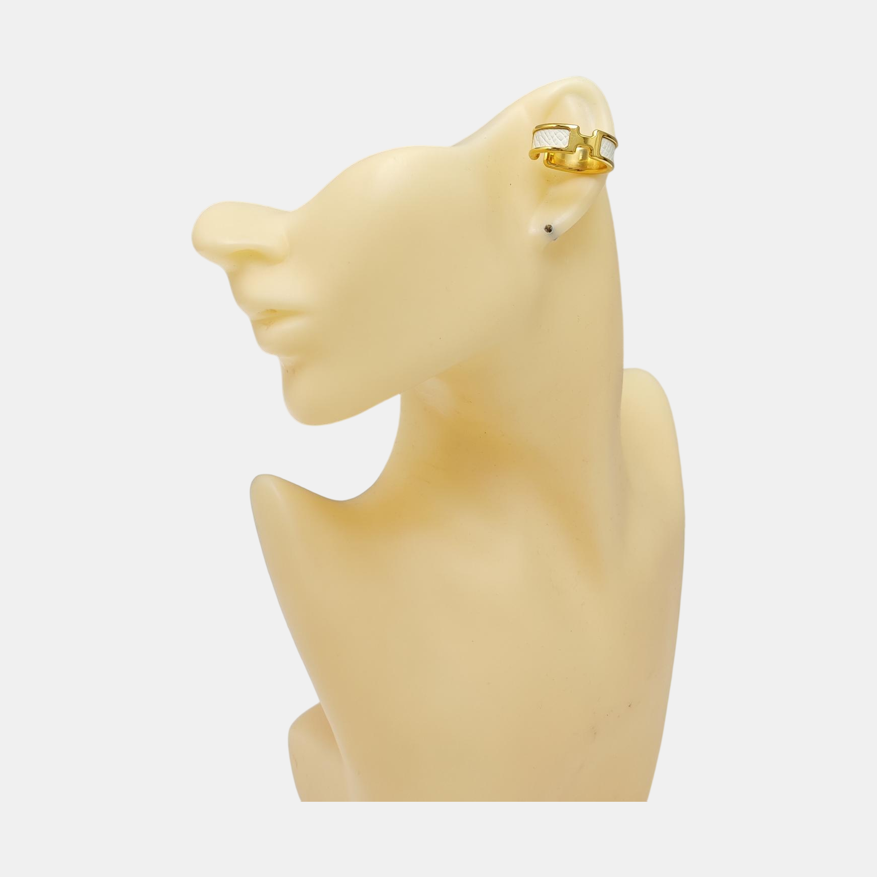 Olympe Calfskin White Clip On Earrings