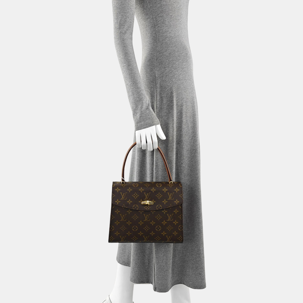 Coated Canvas Top Handle Bag Brown