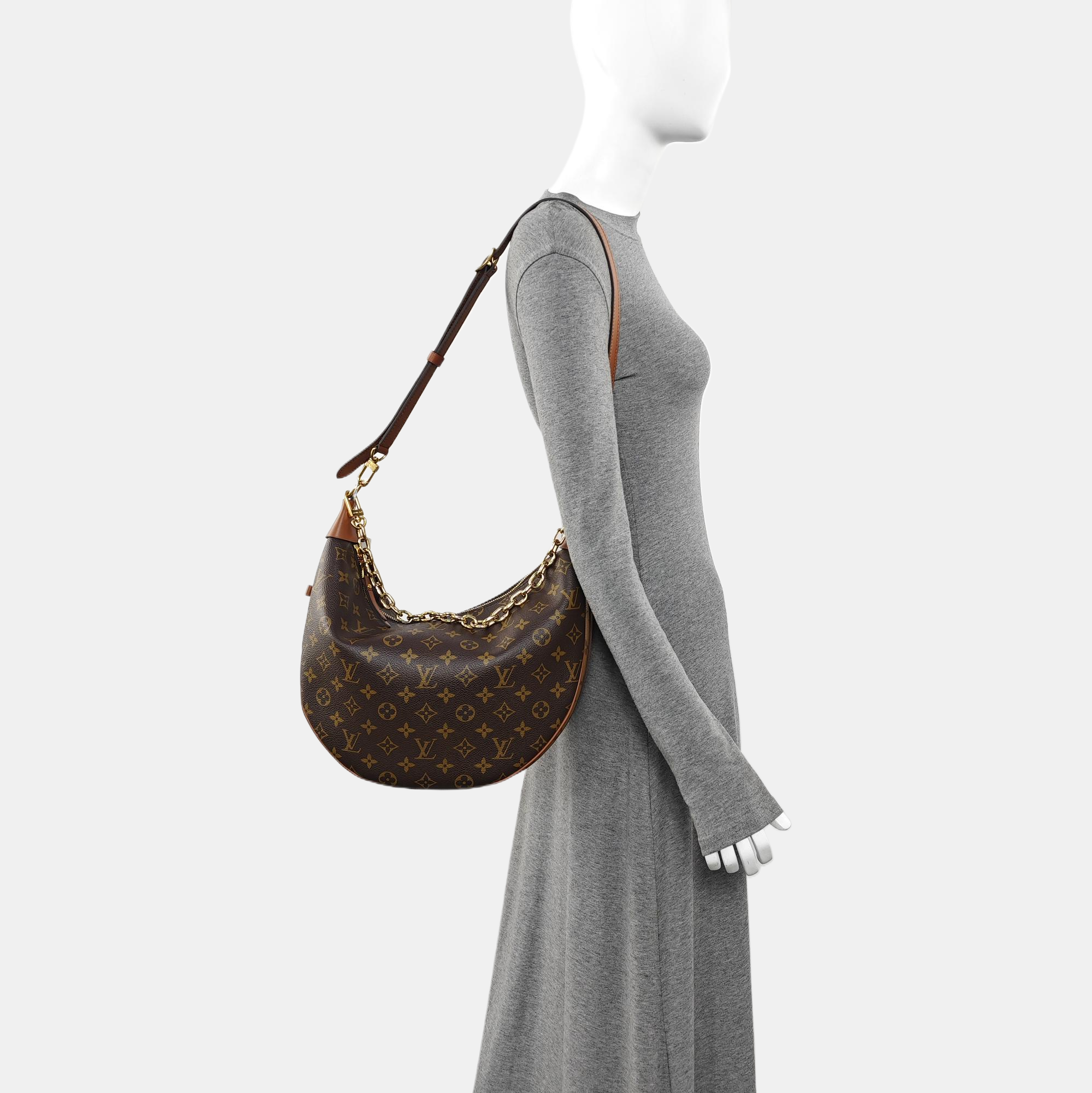 LOOP HOBO Monogram Coated Canvas Brown