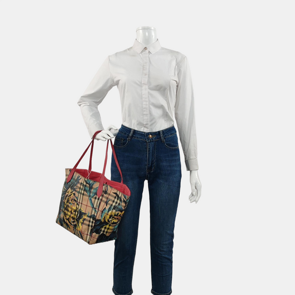 Coated Canvas Tote Bag Brown