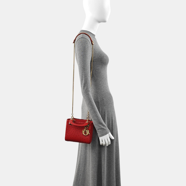 Lady Dior Mini Ostrich Red