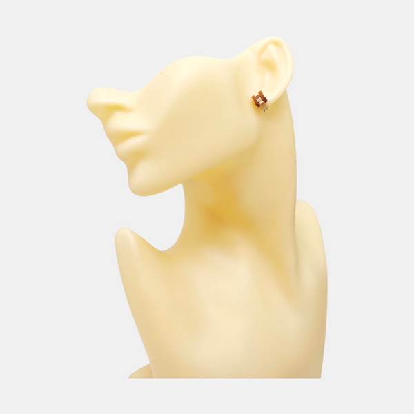 Pop H Metal Brown Stud Earrings