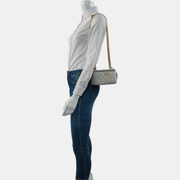 Authenticated pre-owned  VANITY CASE Small Quilted Lambskin Gray - Shoulder Bag at Looply