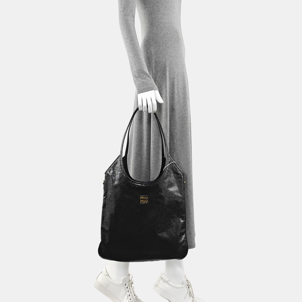 Patent Leather Shoulder Bag Black
