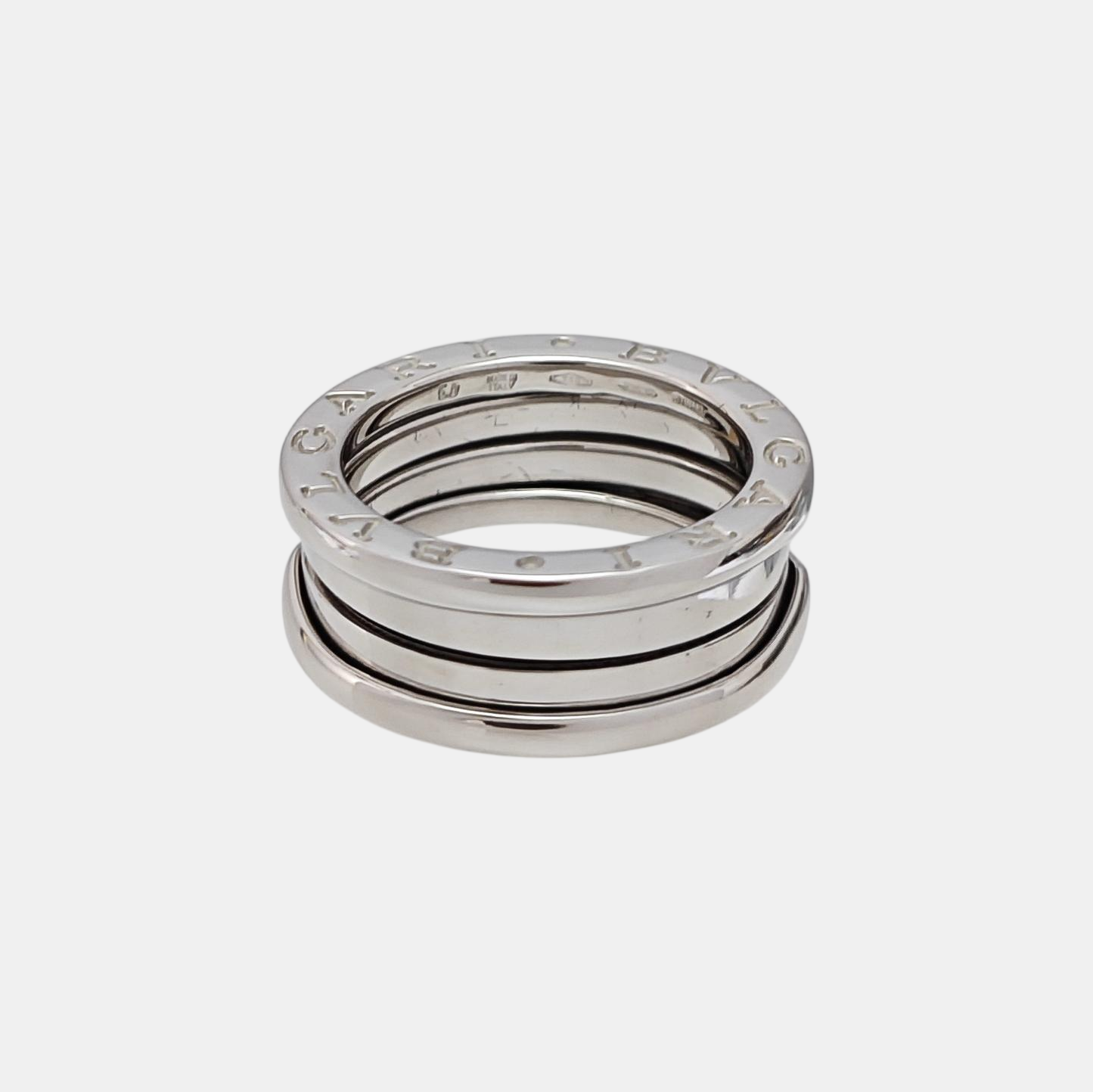 B.ZERO1 18k White Gold Silver Ring EU 50