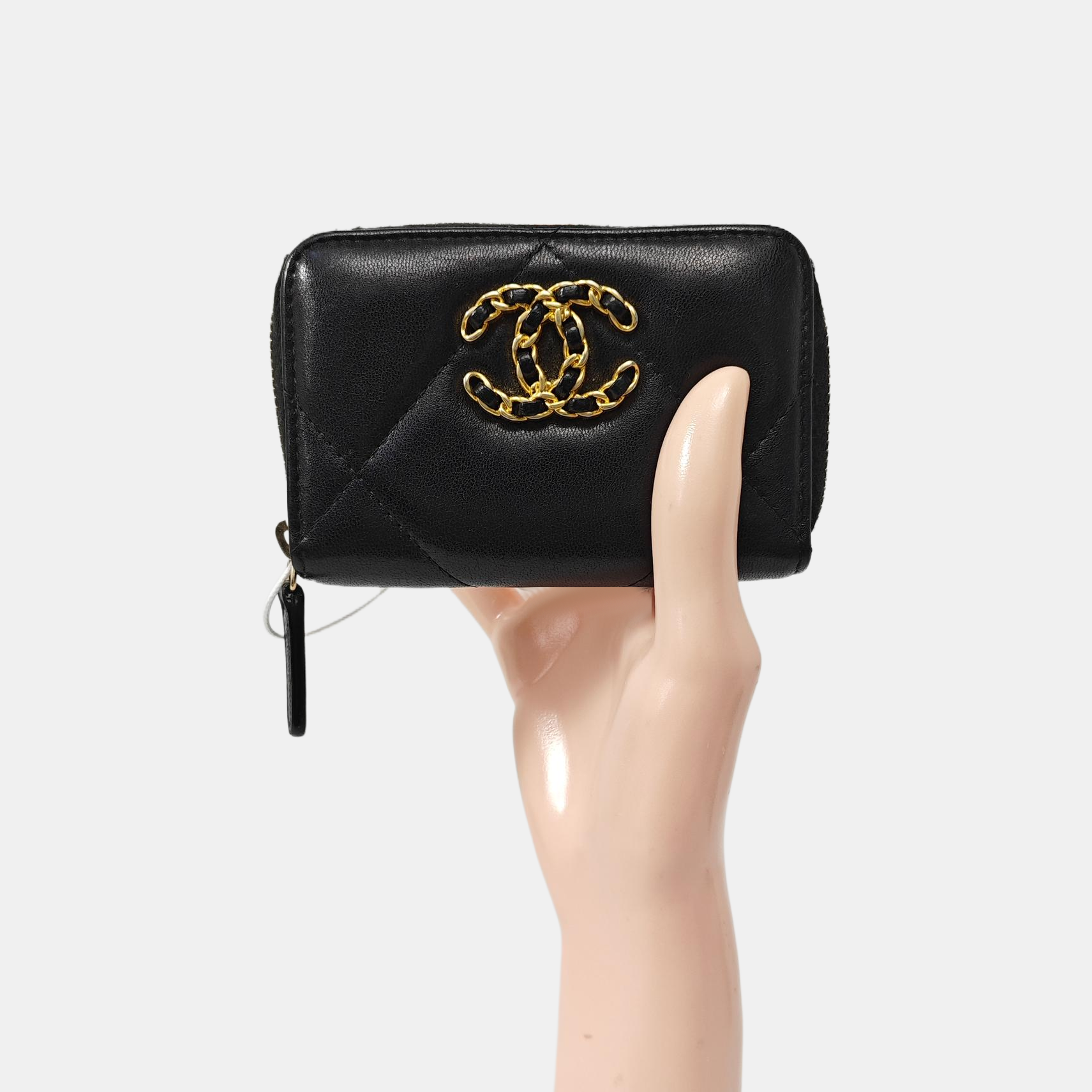 CHANEL 19 Small Quilted Lambskin Black Coin Purse