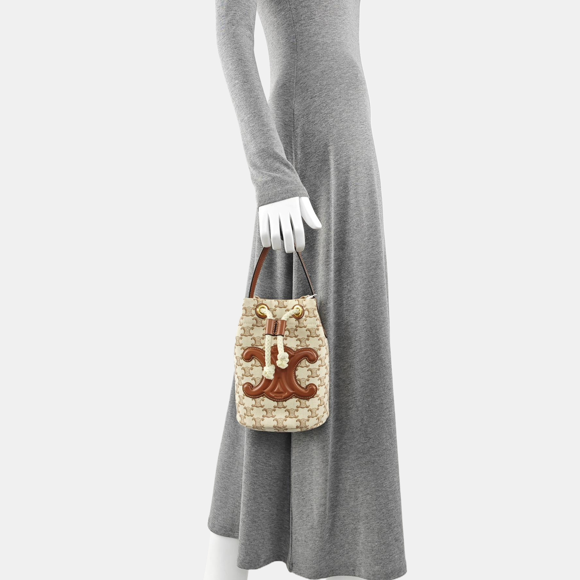 Fabric Bucket Bag Brown