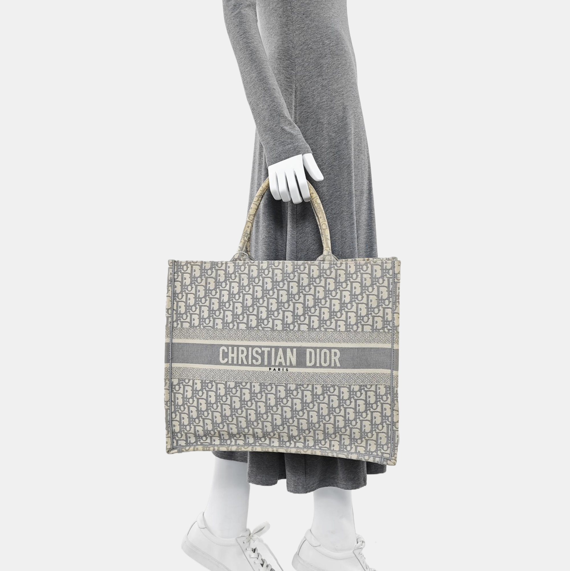 Book Tote Large Oblique Canvas Gray