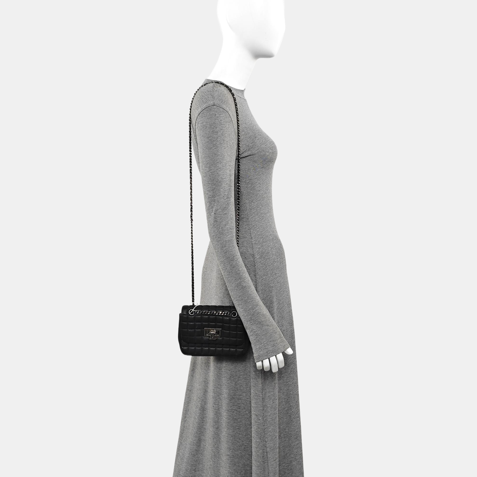 Quilted Calfskin Shoulder Bag Black