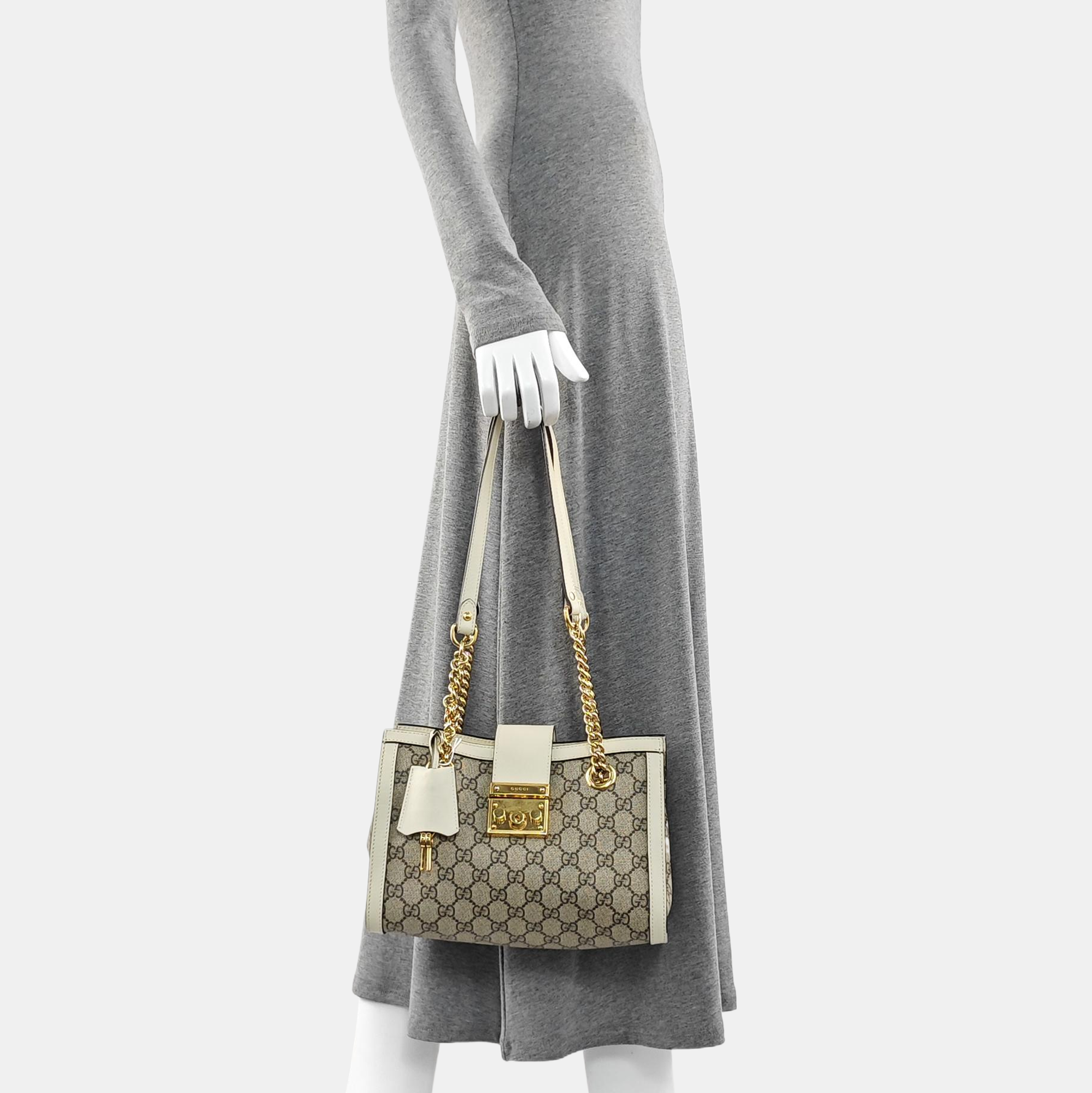 Padlock Small Monogram Coated Canvas Beige