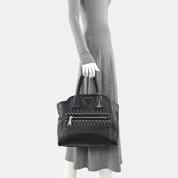Calfskin Top Handle Bag Black