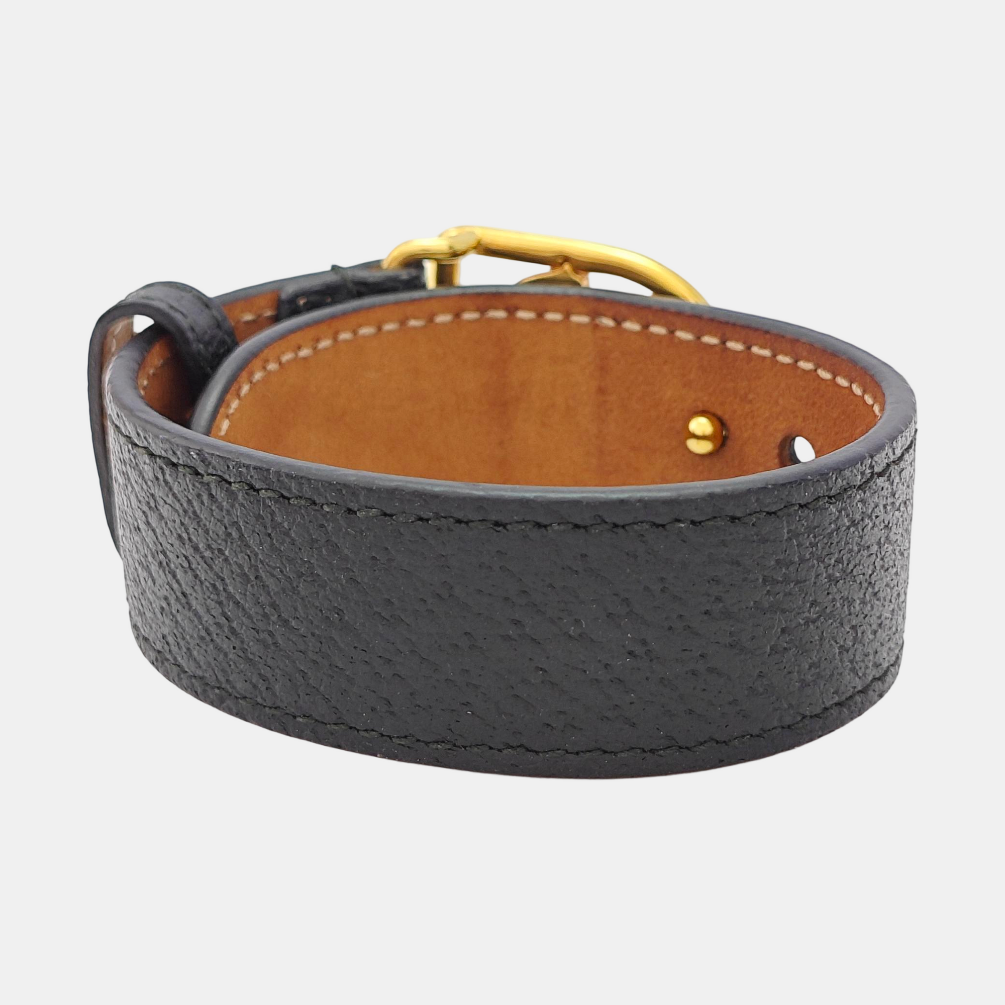 GG Running Leather Black Bangle