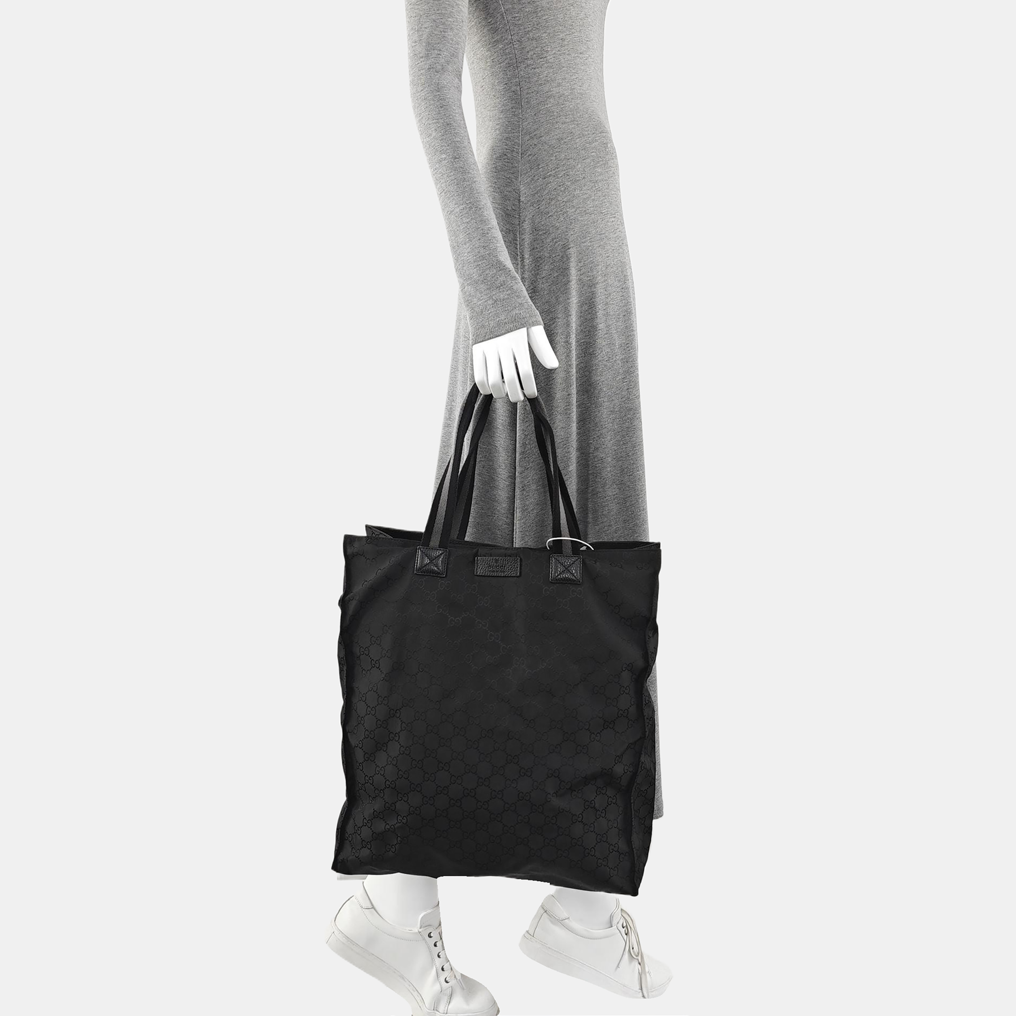 Monogram Nylon Tote Bag Black