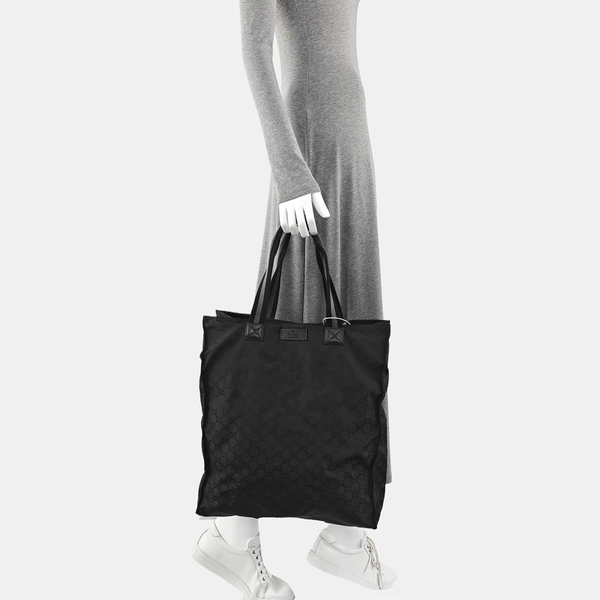 Monogram Nylon Tote Bag Black