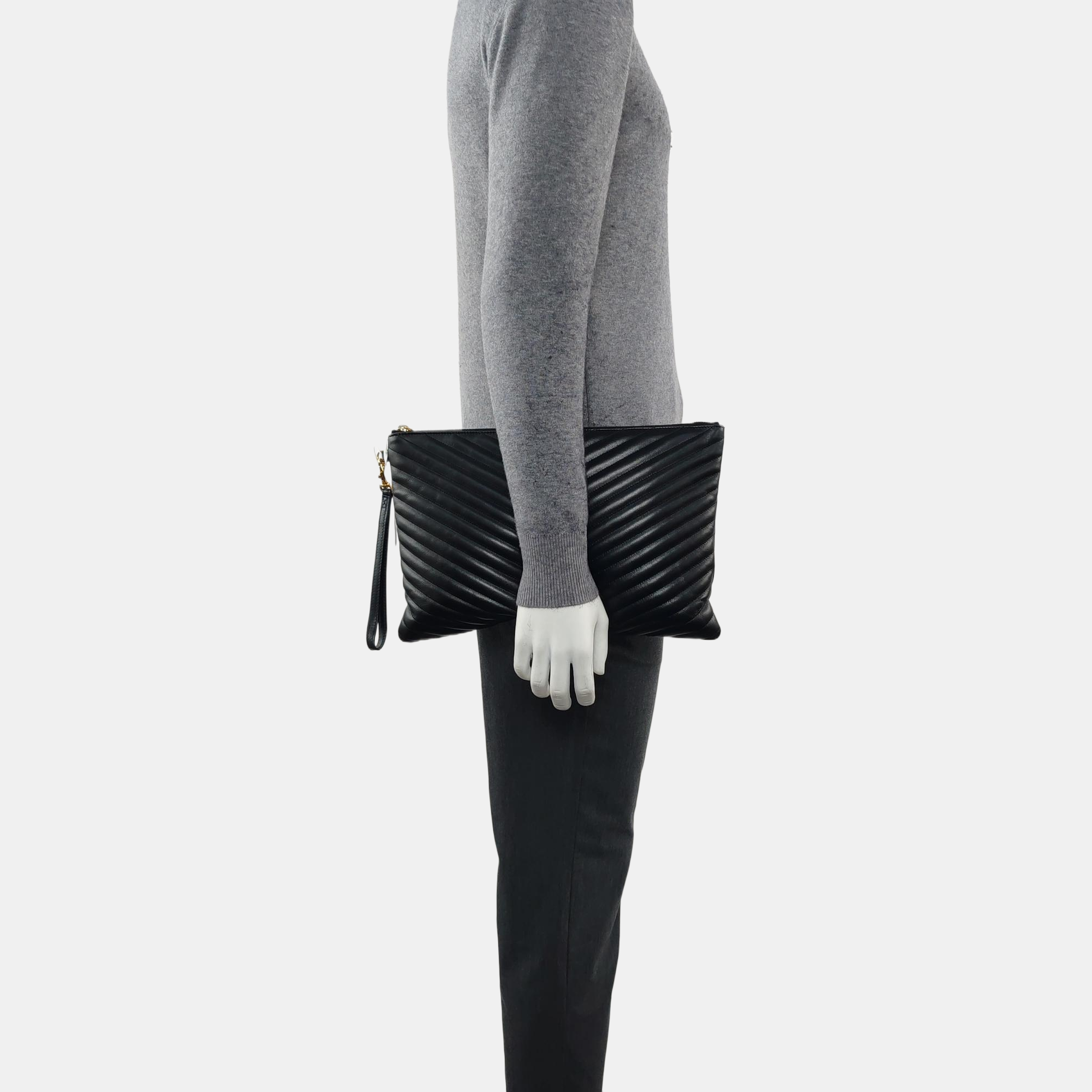 MONOGRAM Chevron Calfskin Black