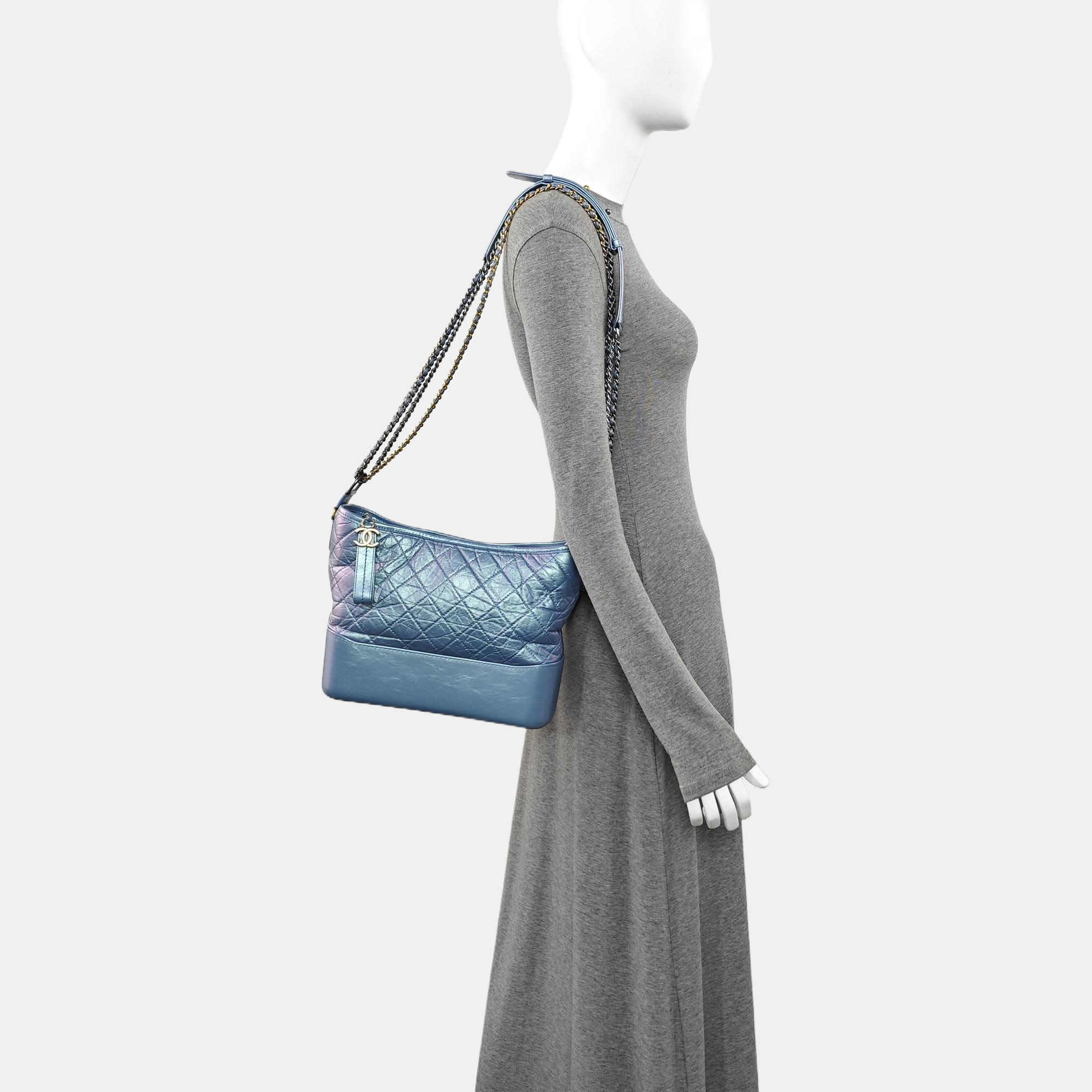 GABRIELLE Medium Quilted Calfskin Blue