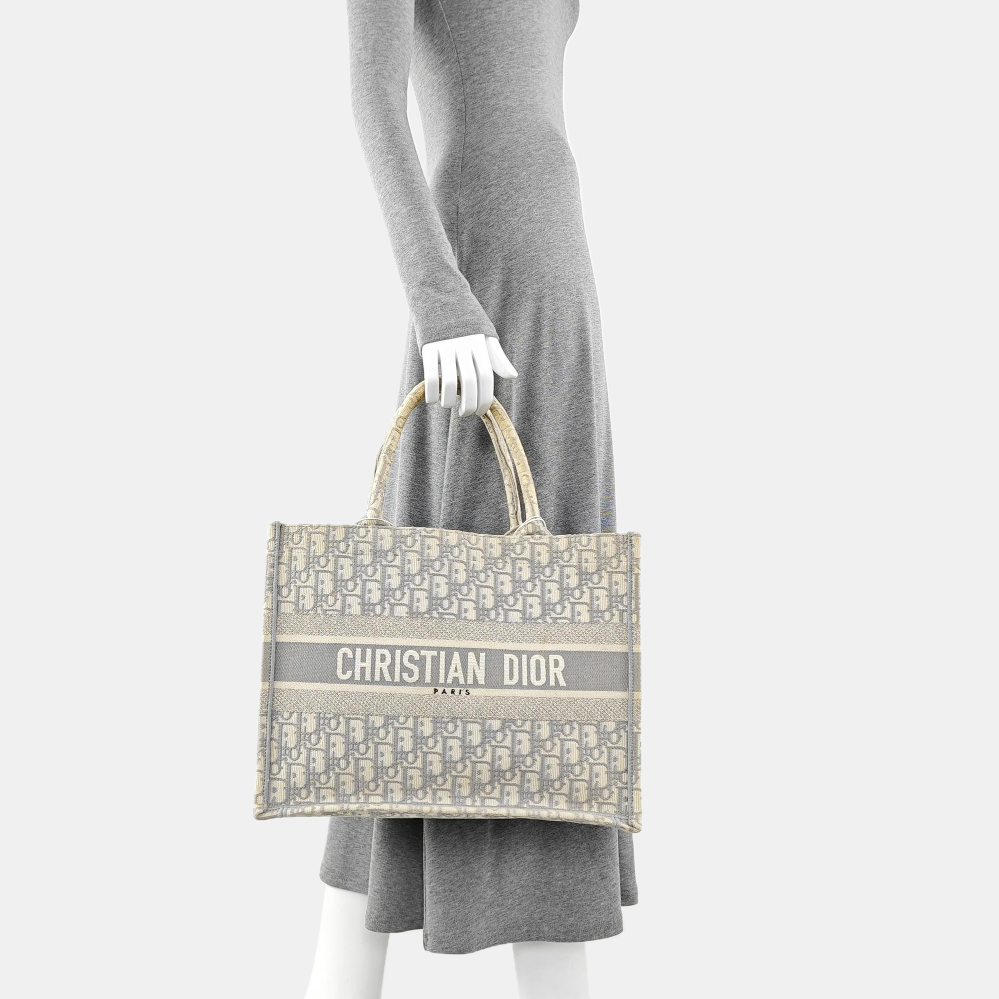 Book Tote Medium Oblique Canvas White